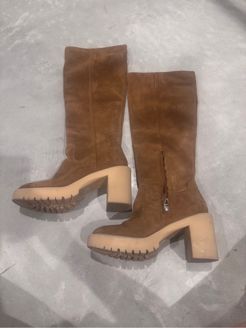 Dolce Vita Brown Suede Chunky Heel Mid-Calf Boots